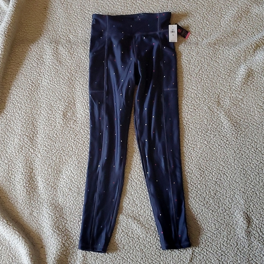 NWT GapFit cozy lined leggings. Size XL (12-13). Color: Navy with stars pattern.
